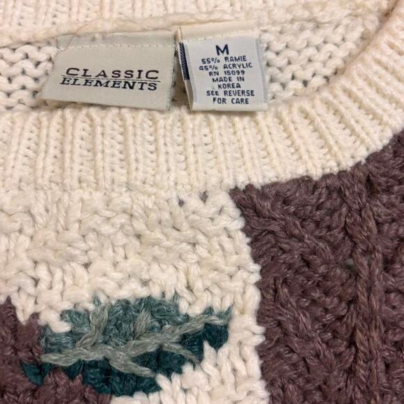 Stunning Cream and brown vintage knit sweater - Picture 3 of 5
